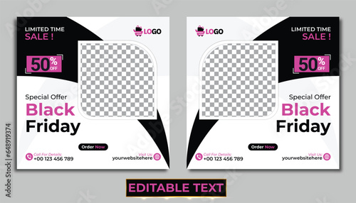 Black friday special sale social media banner design template