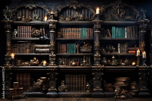 the bookshelf of the library © klakonstudio