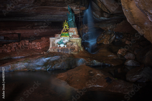 The buddha in Nakee Cave, Phu Langka National Park, Nakhon Phanom Province, Thailand. photo