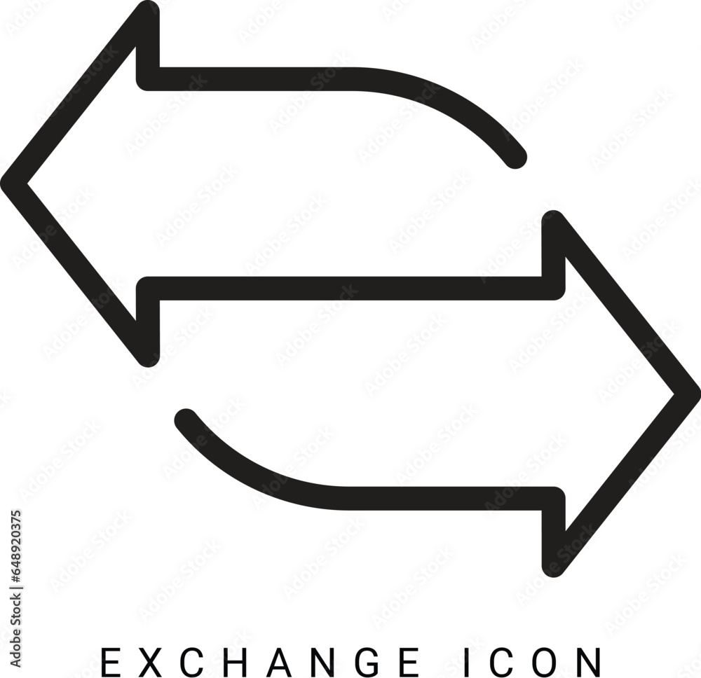 Exchange arrow icon. Symbol or emblem. Exchange data symbol icon. Black