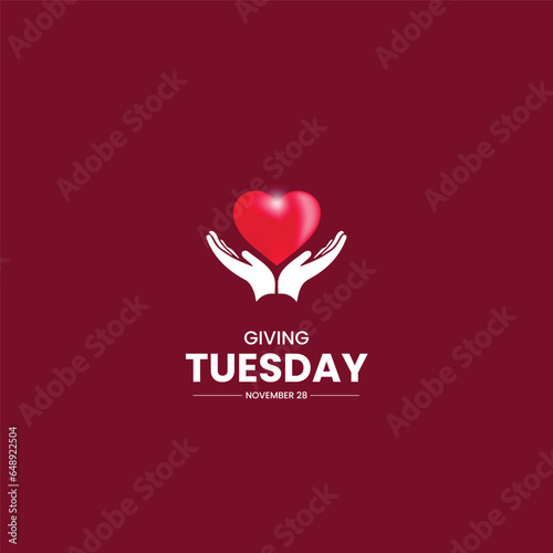 Giving Tuesday. global day of charitable giving. Helping hand with heart shape. Charity campaign banner design, vector illustration.