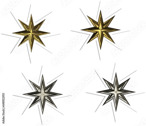 golden and silver eight pointed stars stickers