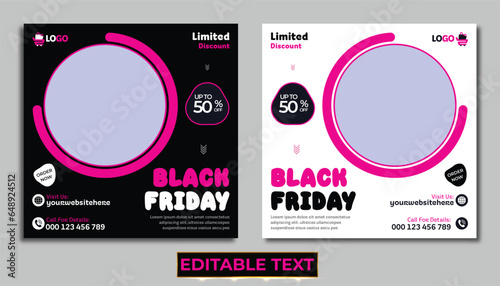 Black friday sale banner design template for instagram