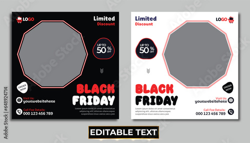 Black friday sale banner design template for instagram