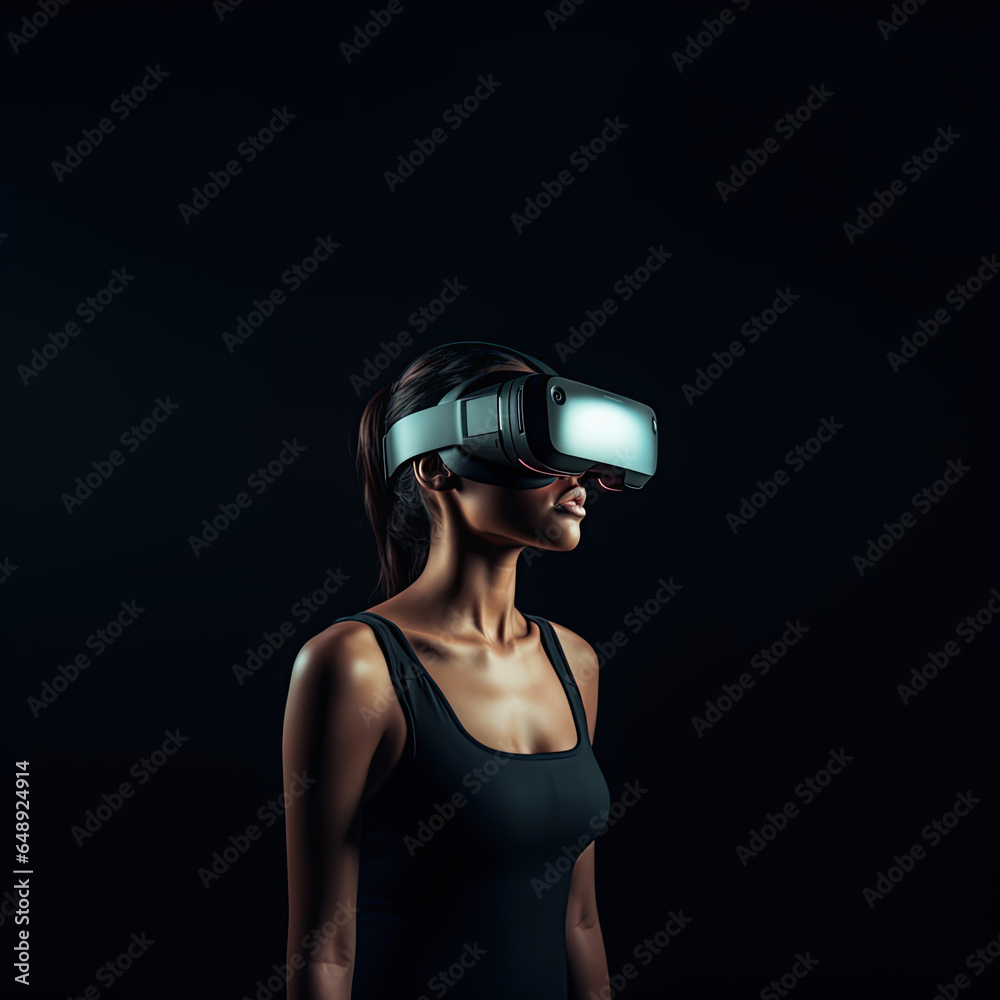woman wearing virtual reality ,Generative AI woman wearing virtual reality ,Generative AI