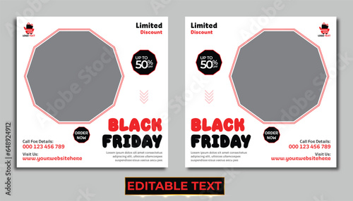 Black friday sale banner design template for instagram