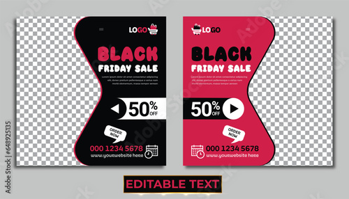 Black friday sale banner design template for instagram