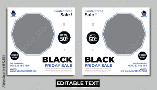 Black friday sale banner design template for instagram