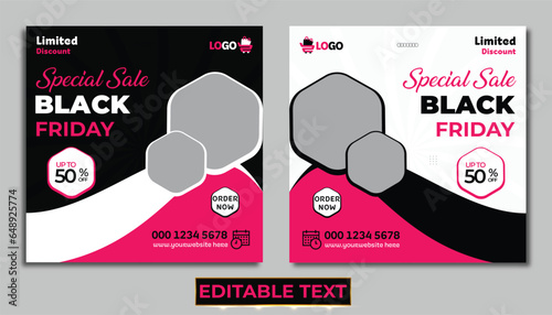 Black friday instagram post template with super offers and promotions