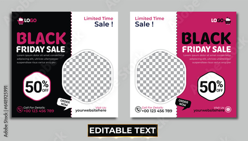 Black friday instagram post template with super offers and promotions