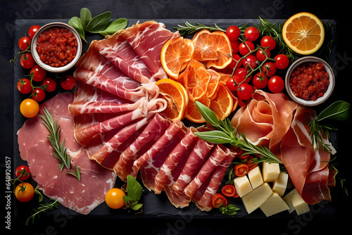 overhead shot of a selection of prosciutto