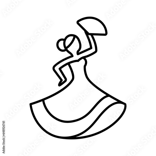 Flamenco dancer line icon, simple woman doodle
