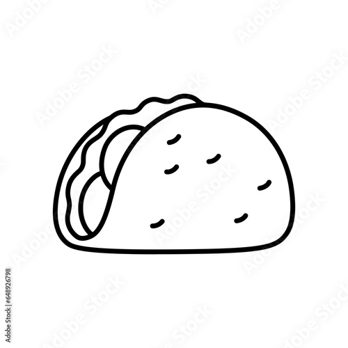 Simple hand drawn taco doodle icon, Mexican food drawing