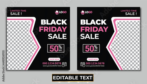 Black friday banner template with social media promotions