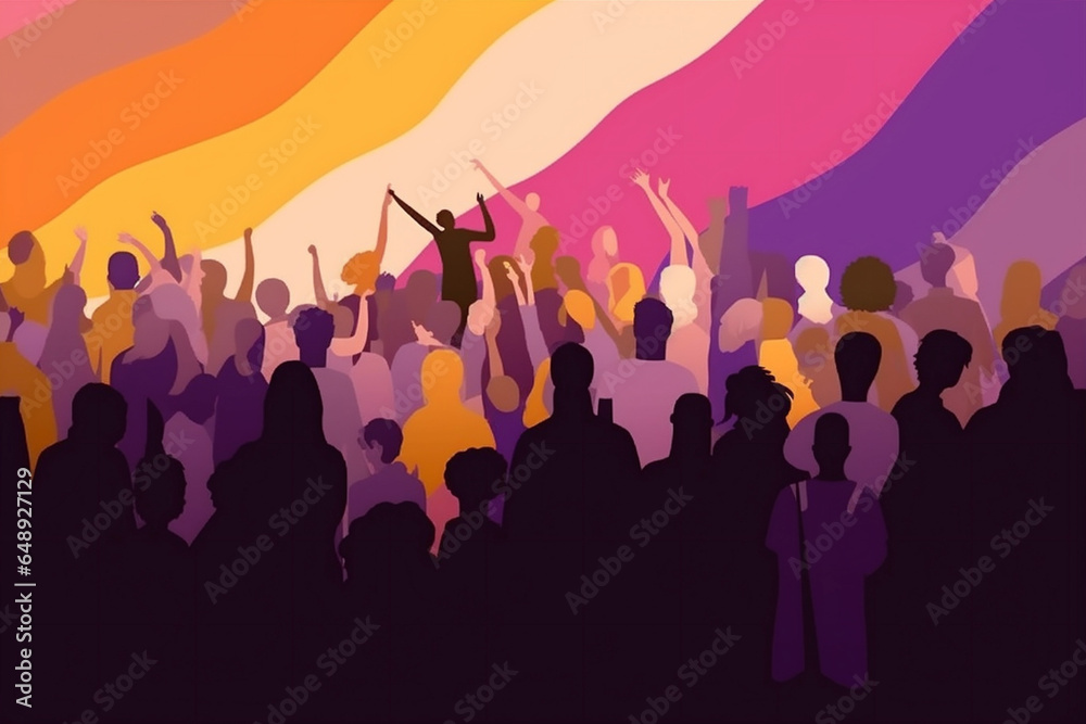homosexual concept flag rainbow community pride parade freedom group celebration. Generative AI. homosexual concept flag rainbow community pride parade freedom group celebration. Generative AI.