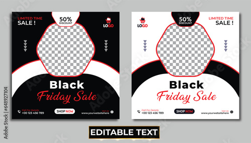 Black friday banner template with social media promotions