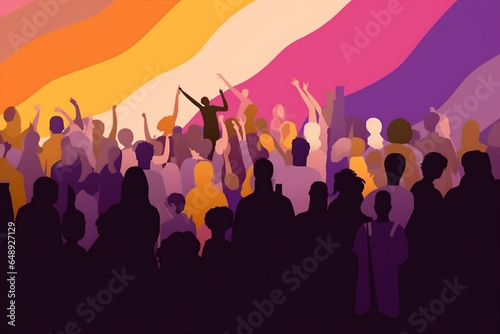 homosexual concept flag rainbow community pride parade freedom group celebration. Generative AI.