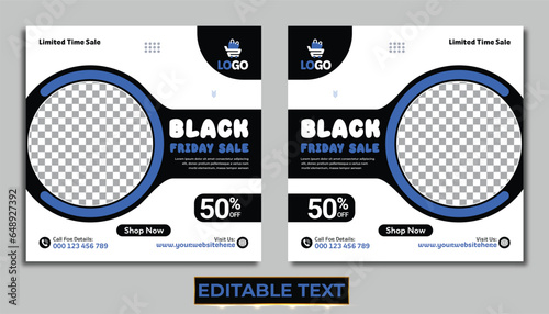 Black friday banner template with social media promotions
