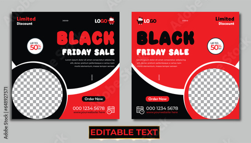 Black friday banner template with social media promotions