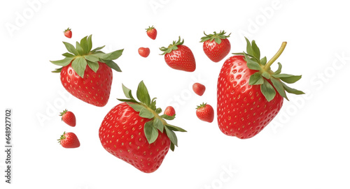 Flying strawberries On A Transparent Background