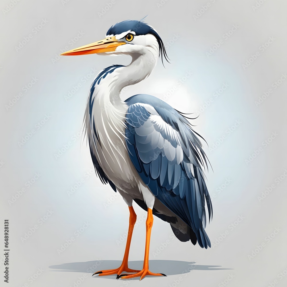 Obraz premium Heron Bird Illustration AI Generative