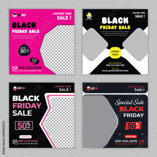Social media promotions for black friday sale. Black friday social media posts banner collection