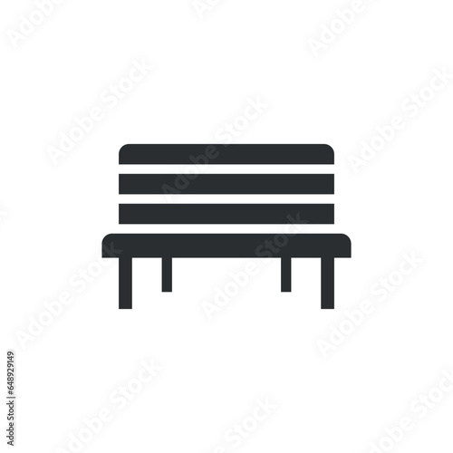 Bench icon in flat style. Comfortable rest vector illustration on isolated background. Park chair sign business concept.