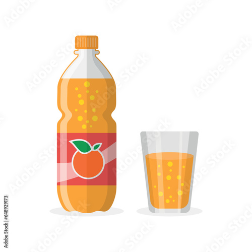 Soda drink icon in flat style. Plastic bottle and drinking glass vector illustration on isolated background. Water beverage sign business concept.