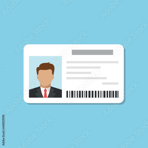 Driver license icon in flat style. Identification document vector illustration on isolated background. Profile card sign business concept.