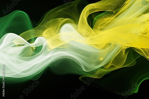 Modern background with smoke effect, color mixing, yellow and green