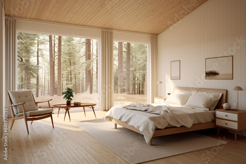 Farmhouse interior design of modern bedroom  generative AI