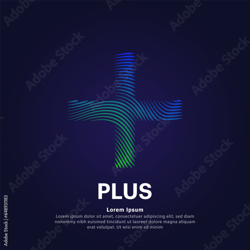 simple logo Plus Icon Illustration in a linear style. Abstract line art Plus mark Logotype concept icon. Medical symbol Vector illustration suitable for organization, company, or community. EPS 10