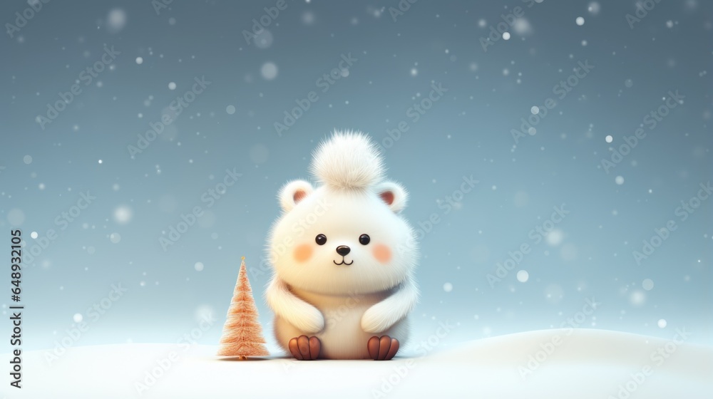 Fototapeta premium A white bear sitting in the snow