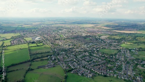 Amazing aerial view of Cheltenham, view from Cleeve Hill. England, Summer photo
