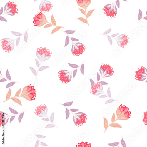 Creative flower stylized seamless pattern. Hand drawn botanical illustration. Abstract floral wallpaper. photo