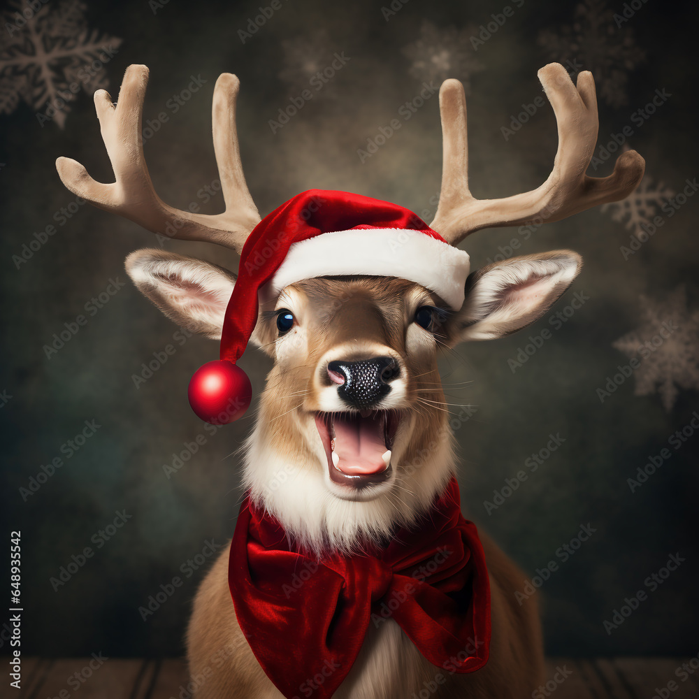 Santa claus with reindeer. Generative AI Santa claus with reindeer. Generative AI