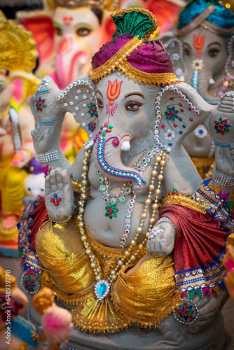 Ganesha or Ganapati for sale at a shop on the eve of Ganesh festival in India