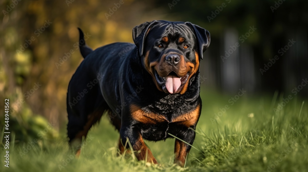playful rottweiler on the grass, at the park, in the yard playful rottweiler on the grass, at the park, in the yard
