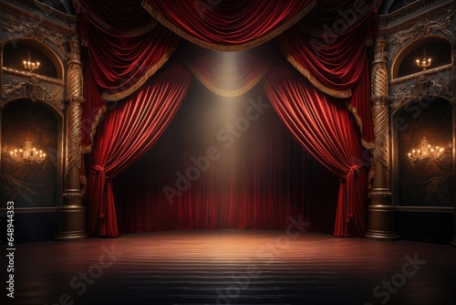 Classic Theater stage with lighting. Copy space for text