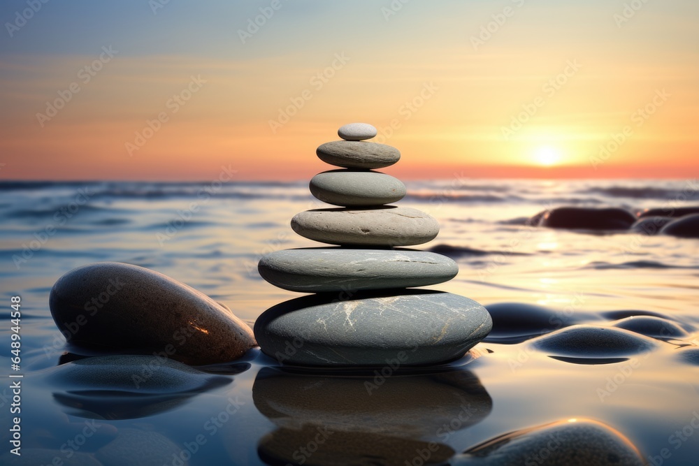Zen stones, concept of balance, harmony and tranquility