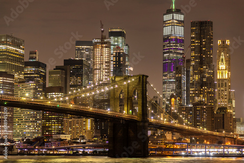 Brooklyn Bridge and Manhattan at night