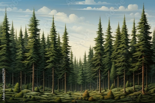 spruce forest side view