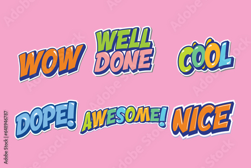 Trendy sticker pack, Doodle pop art sketch badges and pins. Vector hand drawn patches set