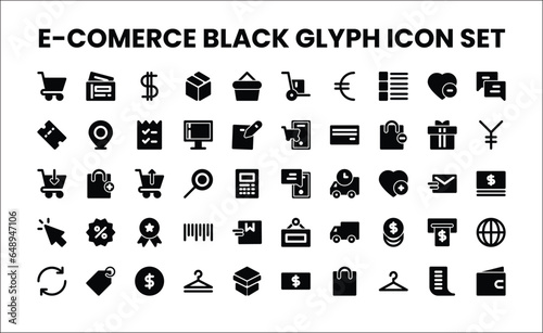 E-COMERCE BLACK GLYPH ICON SET