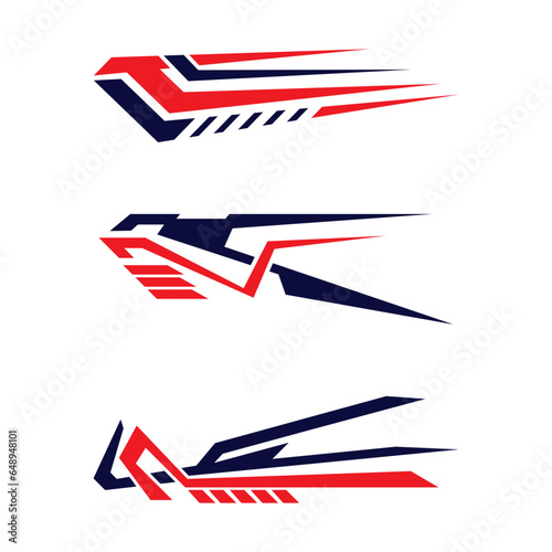 collection of racing style abstract striped car wrap sticker