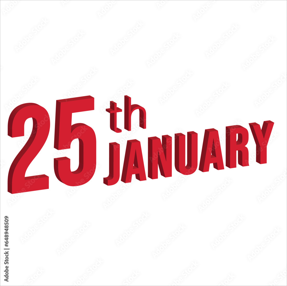 25th january , Daily calendar time and date schedule symbol. Modern design, 3d rendering. White background. 25th january , Daily calendar time and date schedule symbol. Modern design, 3d rendering. White background.