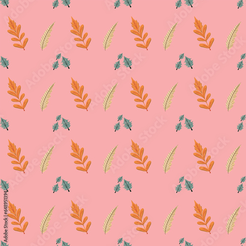 Seamless pattern Autumn leaf border. Gift wrap and scrapbook. Vector illustration for wallpaper, gift paper, fill patterns, web page backgrounds, autumn greeting cards.