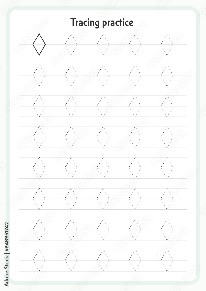 Basic Tracing for kids. Preschool tracing worksheet for handwriting