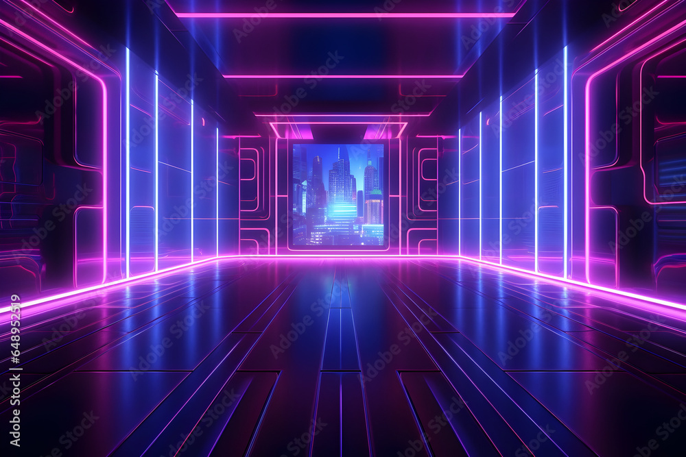 Glowing Neon Room Background A Futuristic Setting