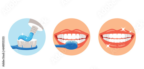Step-by-step Scheme, Instruction On How To Brush Your Teeth Properly. Infographics Toothbrush, Toothpaste